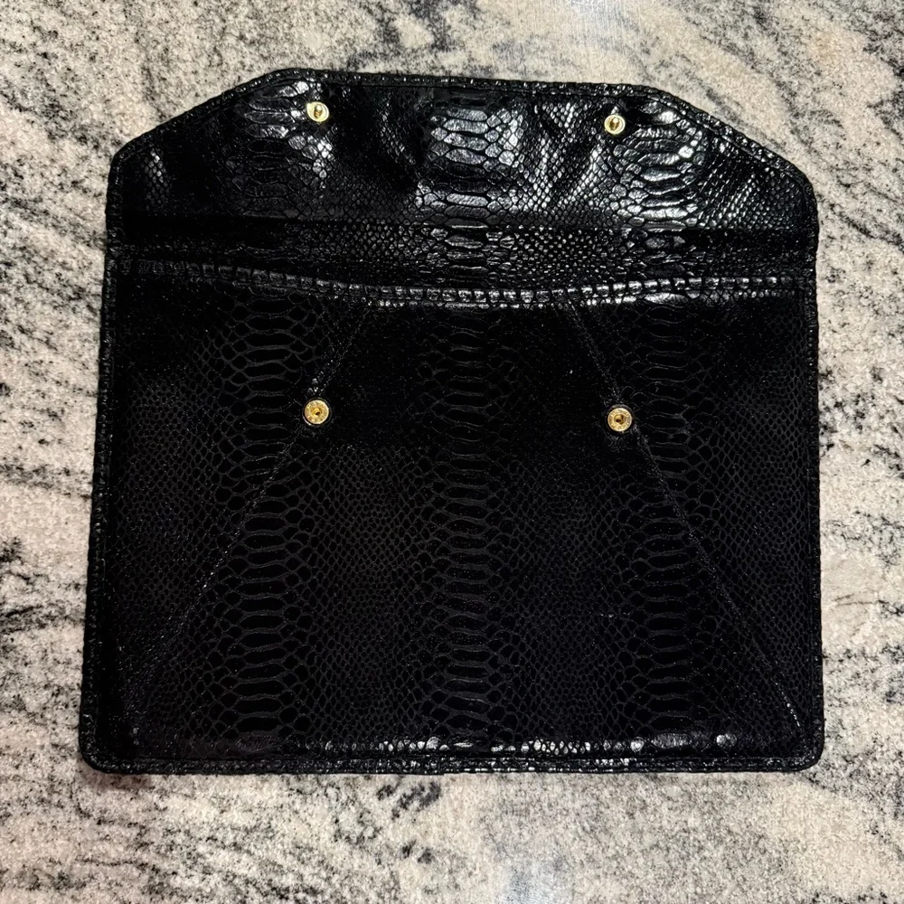Michael Kors Black Python Laptop Sleeve W/ Gold Hardware